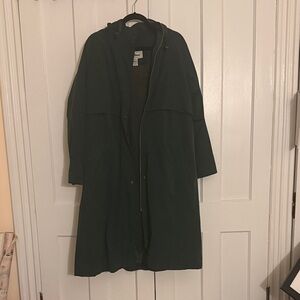 L.L. Bean Dark Green Hooded Trench Coat
